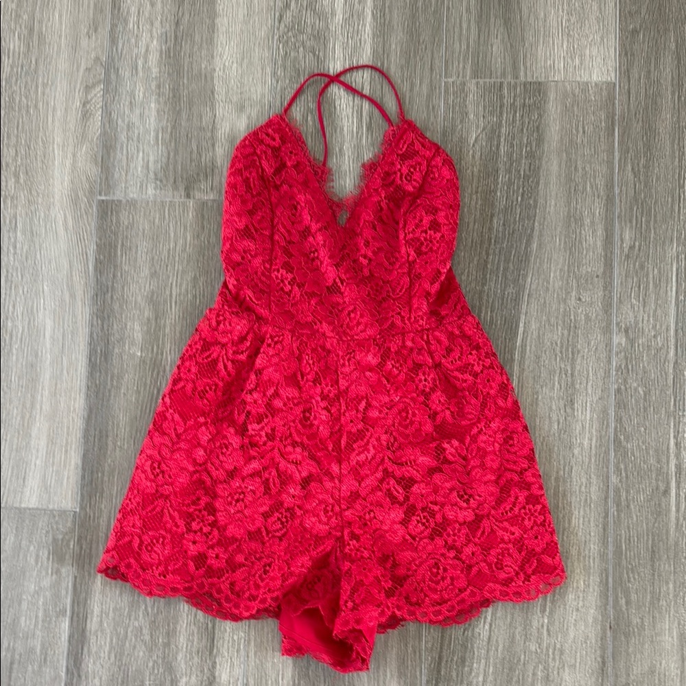 NBD Red Lace Romper